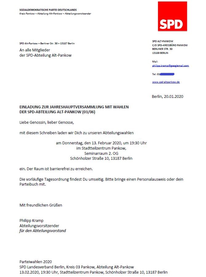 Einladung Zur Jahreshauptversammlung Mit Wahlen Spd Alt Pankow Lebensqualitat Fur Pankow